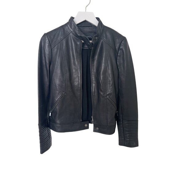 Neiman Marcus Black Leather Moto Jacket - Picture 4 of 14
